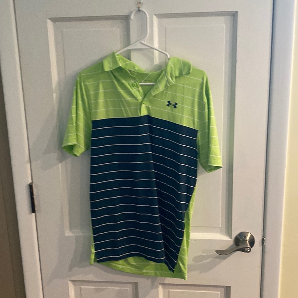 Under Armour mens polo green and blue size small